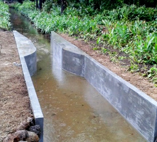 small wooden water flume